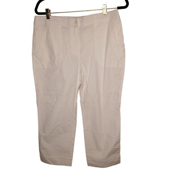 Chico's Secret Stretch Casual Straight Leg Cropped Pants Alabaster White 10P - Picture 1 of 9
